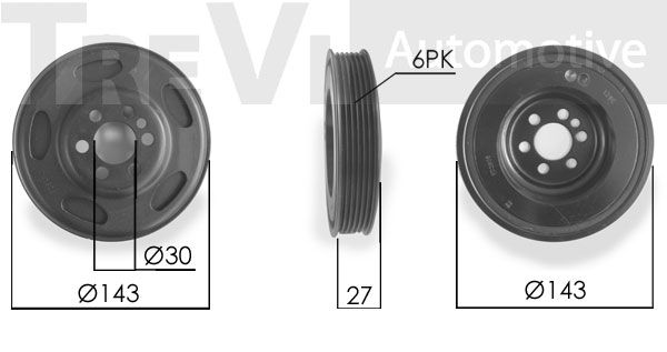 TREVI AUTOMOTIVE Hihnapyörä, kampiakseli PC1176